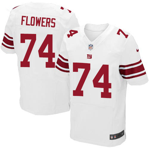 Men's Elite Ereck Flowers Nike Jersey White Road - #74 NFL New York Giants
